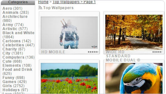 Wallpaperswide 点击分类